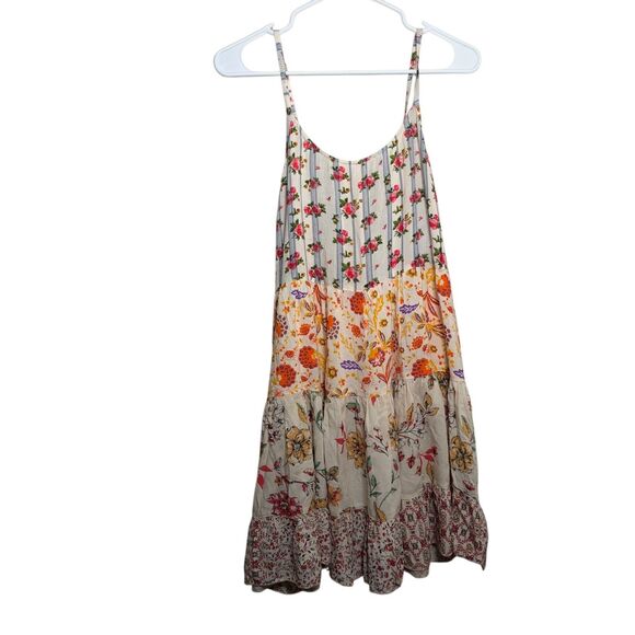 Panni Dress Women's Medium Floral Patchwork Tiered Sleeveless Mini Cottage - Picture 1 of 11